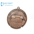 China manufacturer custom metal embossed 3d crown logo antique copper religious medal